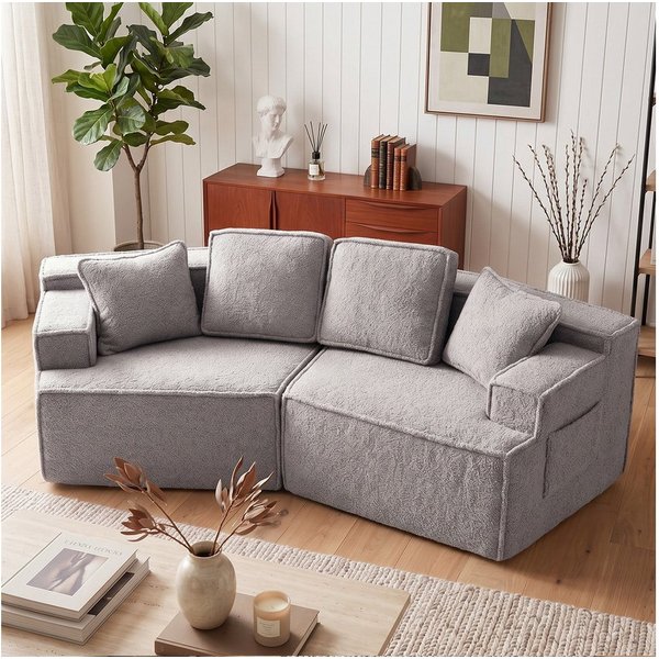 COMHOMA Sofa modulares Schlafsofa, Polstersofa, 3-Sitzer Sofa, Sektionscouch, Keine Montage erforderlich, mit Aufbewahrungstasche, schlaffunktion