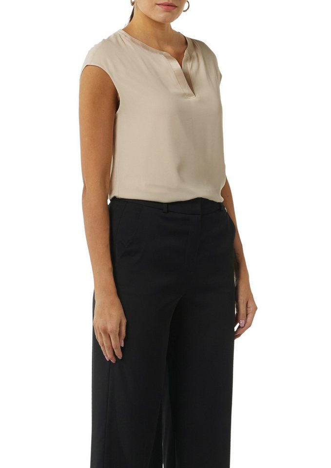 comma Blusenshirt mit geschlitztem Rundhals, Satin-Optik – Bild 2 von 5