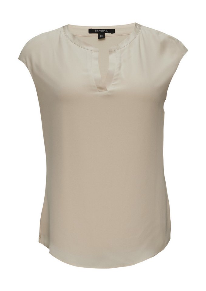 comma Blusenshirt mit geschlitztem Rundhals, Satin-Optik – Bild 5 von 5