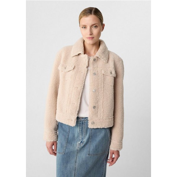 comma Funktionsjacke Outdoor-Jacke Kurze Teddy-Jacke mit Hemdkragen