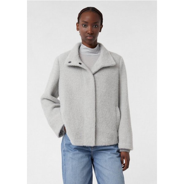 comma Funktionsjacke Outdoor-Jacke Langflorige weiche Jacke im Cape-Stil mit verdeckter Knopfleiste