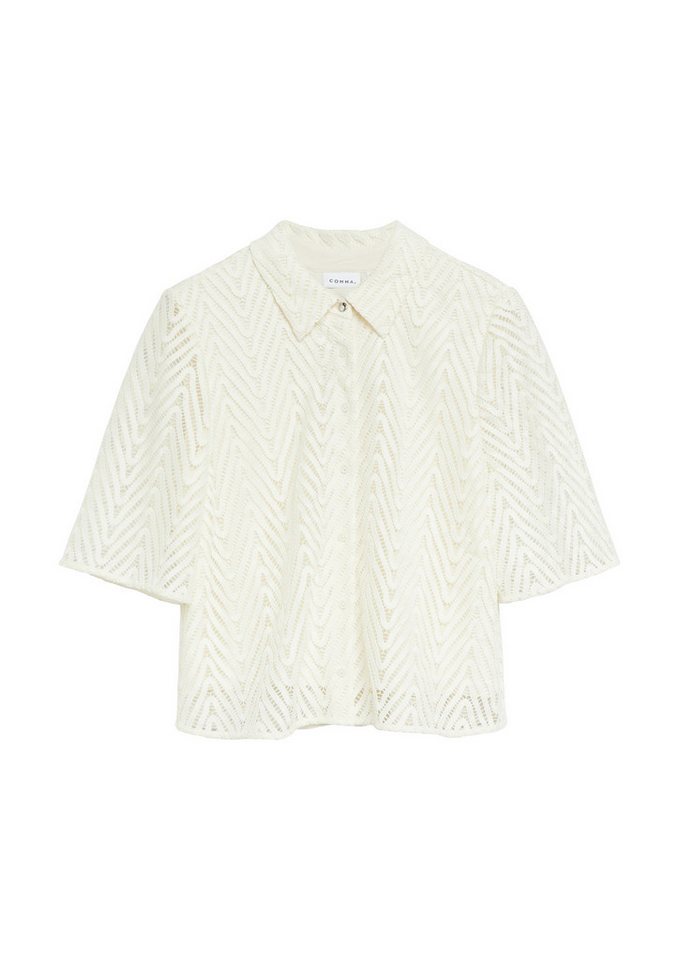 comma Kurzarmbluse Bluse Spitzenbluse mit Viskose-Futter – Bild 2 von 5