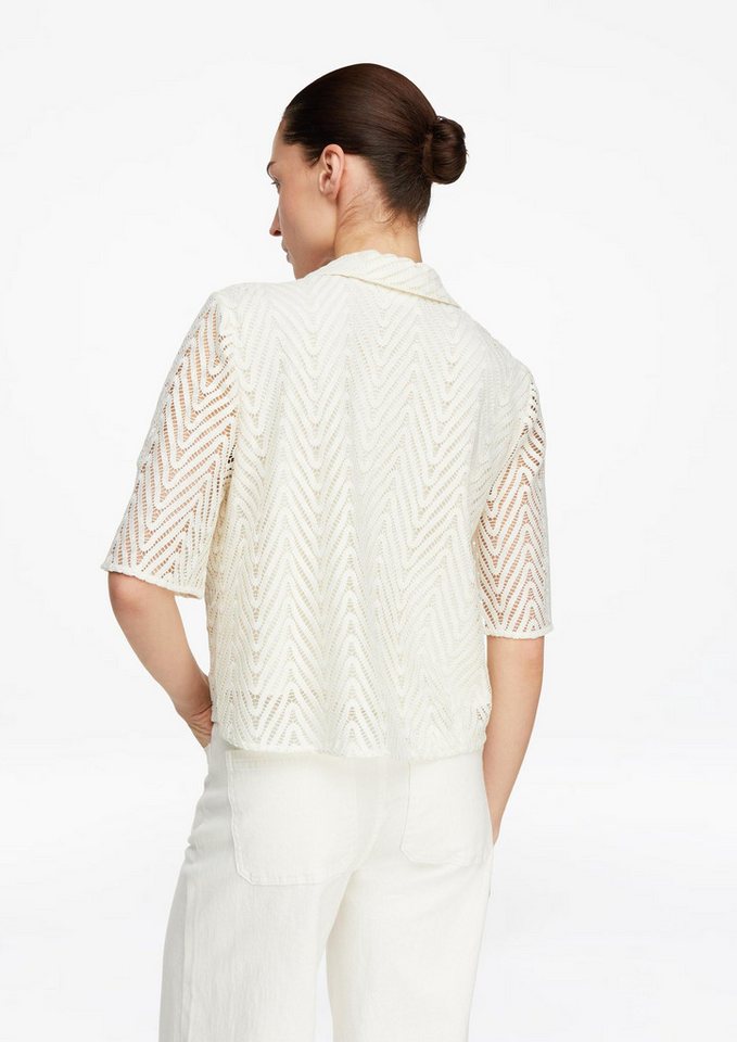 comma Kurzarmbluse Bluse Spitzenbluse mit Viskose-Futter – Bild 3 von 5