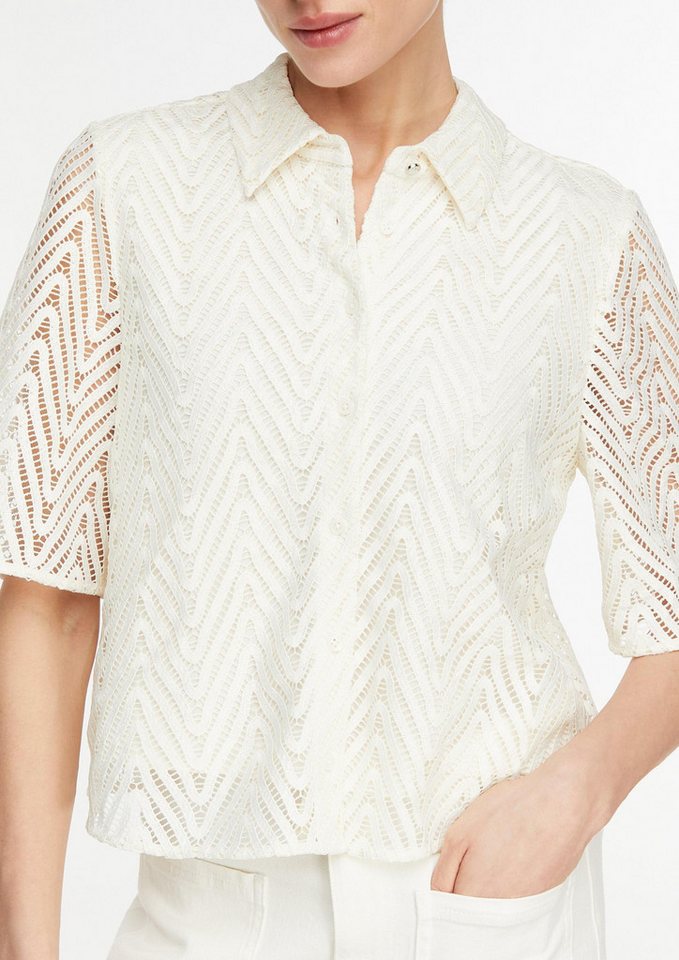 comma Kurzarmbluse Bluse Spitzenbluse mit Viskose-Futter – Bild 4 von 5