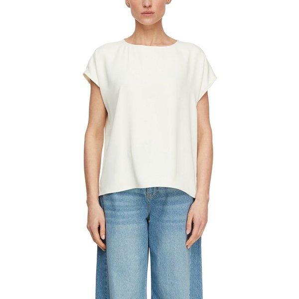 comma Kurzarmbluse Sommerbluse - unifarben - mit Stretch