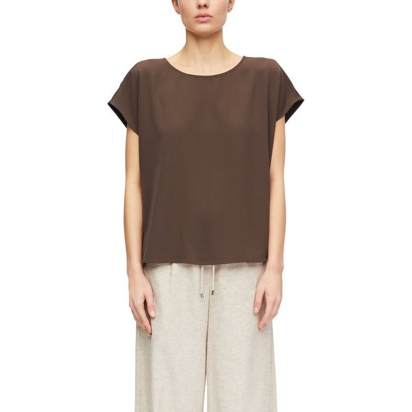 comma Kurzarmbluse Sommerbluse - unifarben - mit Stretch