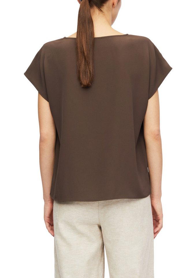 comma Kurzarmbluse Sommerbluse - unifarben - mit Stretch – Bild 2 von 4