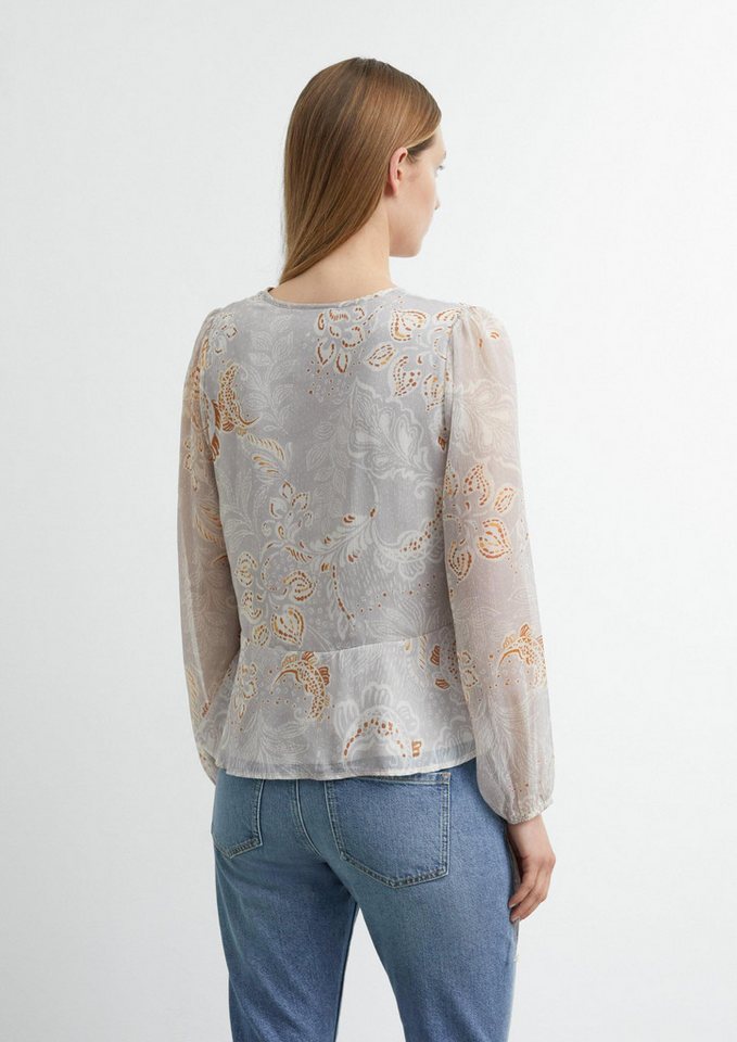 comma Langarmbluse Bluse Chiffon-Bluse mit Tunnelzug an der Taille – Bild 3 von 5
