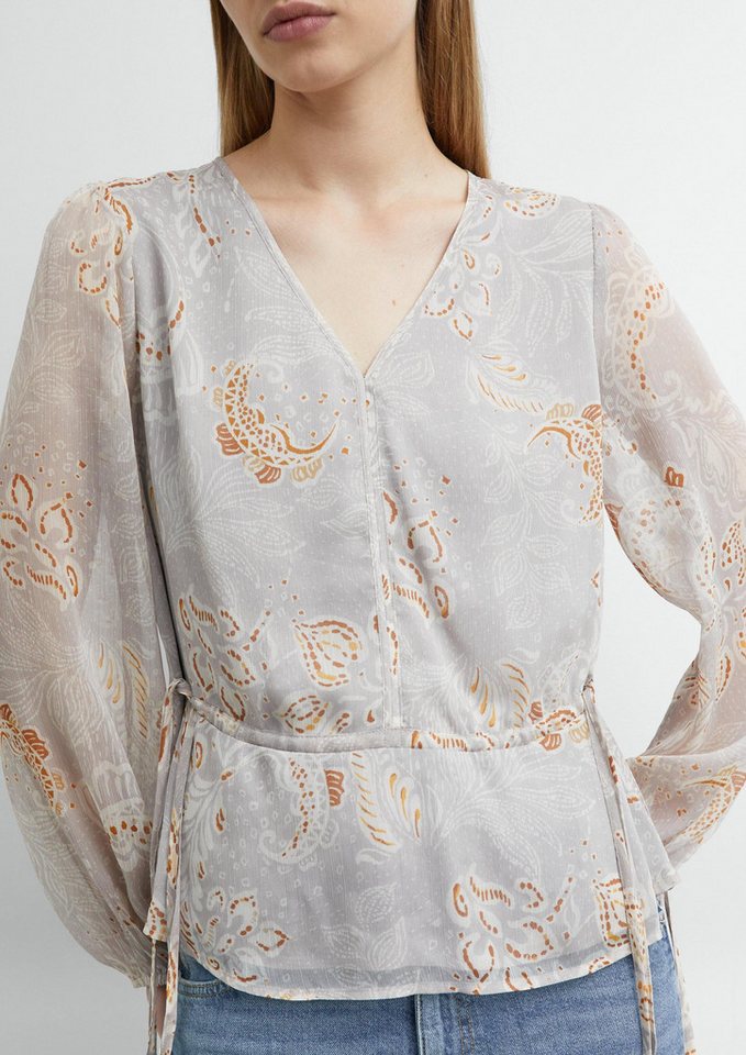 comma Langarmbluse Bluse Chiffon-Bluse mit Tunnelzug an der Taille – Bild 4 von 5