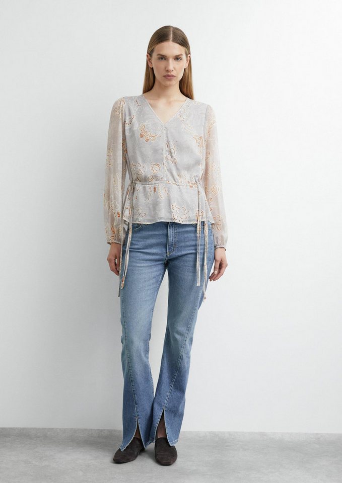 comma Langarmbluse Bluse Chiffon-Bluse mit Tunnelzug an der Taille – Bild 5 von 5