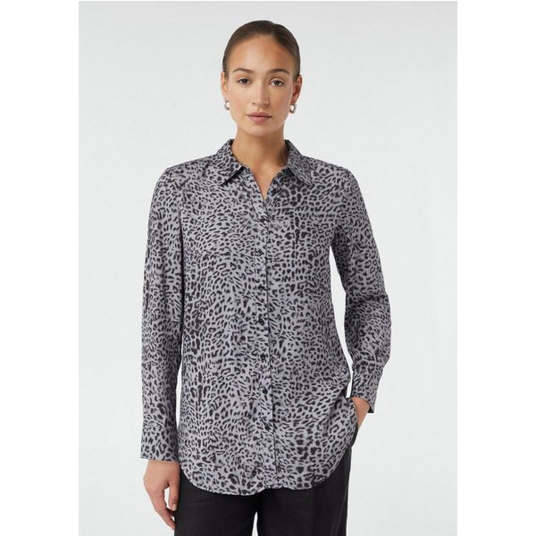 comma Langarmbluse Bluse Feine Longbluse mit Animalprint