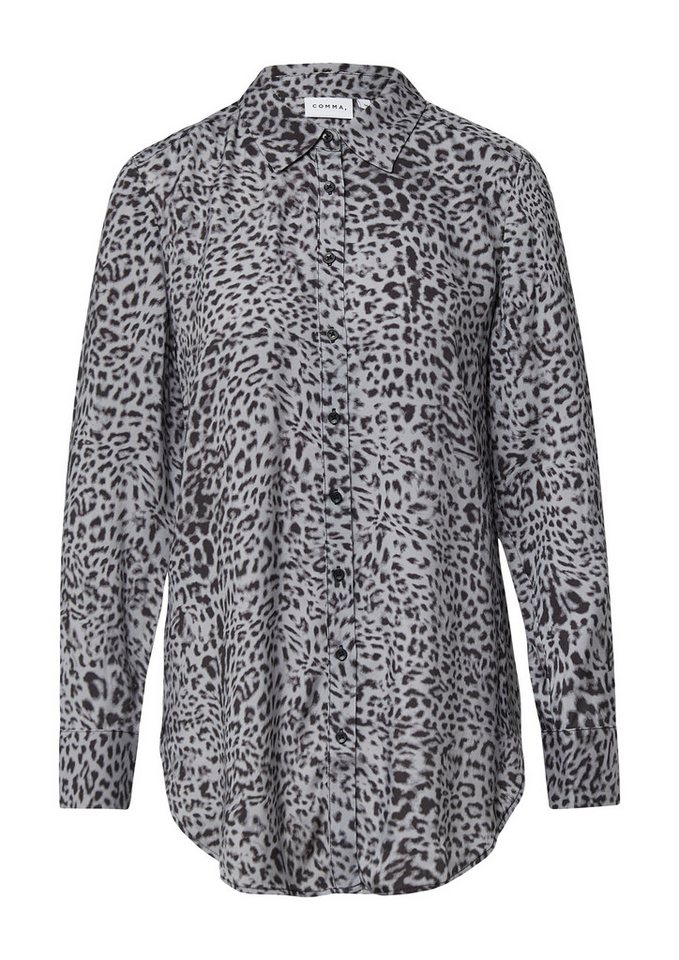 comma Langarmbluse Bluse Feine Longbluse mit Animalprint – Bild 2 von 5