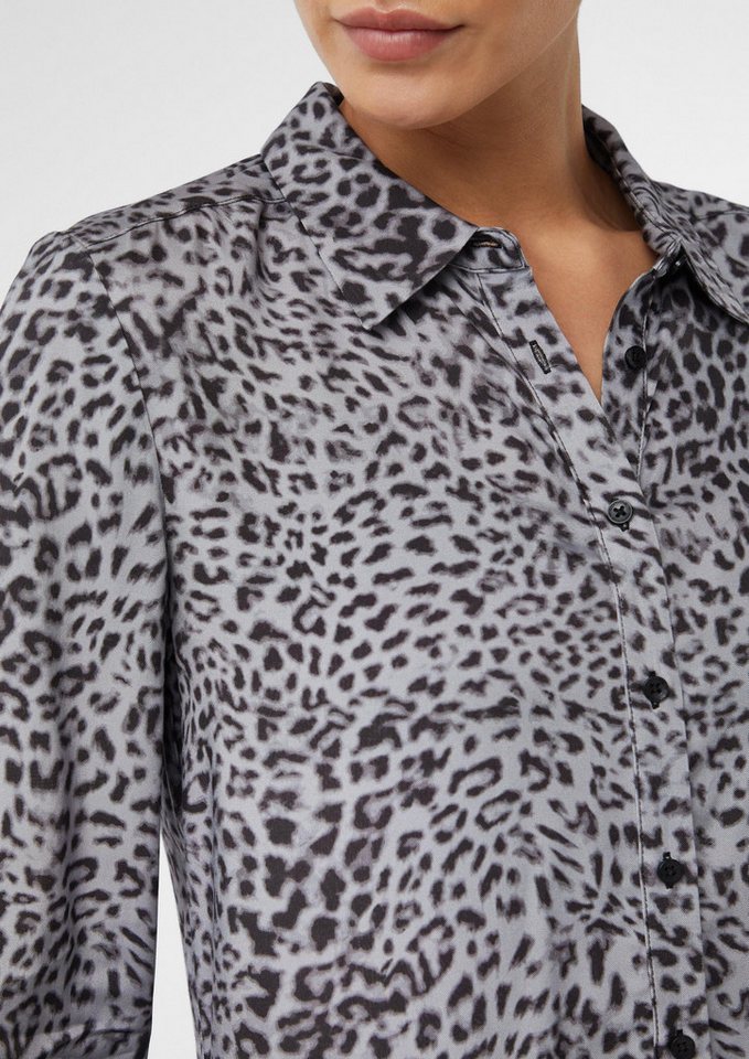 comma Langarmbluse Bluse Feine Longbluse mit Animalprint – Bild 4 von 5