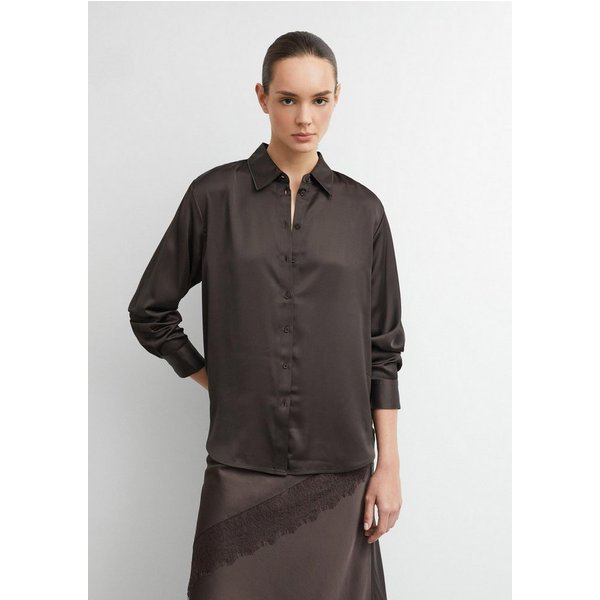 comma Langarmbluse Bluse Hemdbluse aus Satin