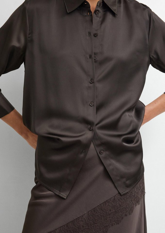 comma Langarmbluse Bluse Hemdbluse aus Satin – Bild 4 von 5