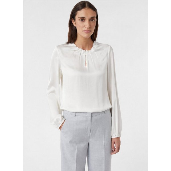 comma Langarmbluse Bluse Satinierte Bluse mit Raffung