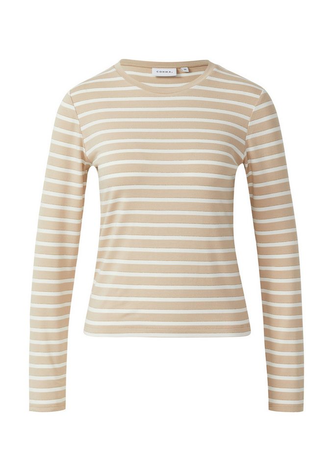 comma Langarmshirt geringelt, mit Glitzer-Fäden – Bild 3 von 4