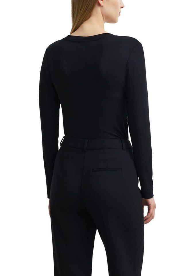 comma Langarmshirt mit tiefem Rundhals / Viskose-Stretch – Bild 2 von 4