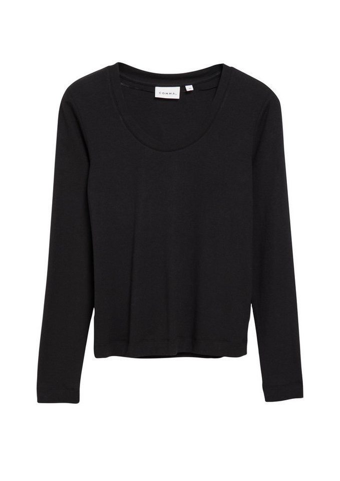 comma Langarmshirt mit tiefem Rundhals / Viskose-Stretch – Bild 4 von 4