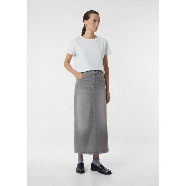 comma Maxirock Rock Langer Jeans-Rock mit Kontrast-Nähten