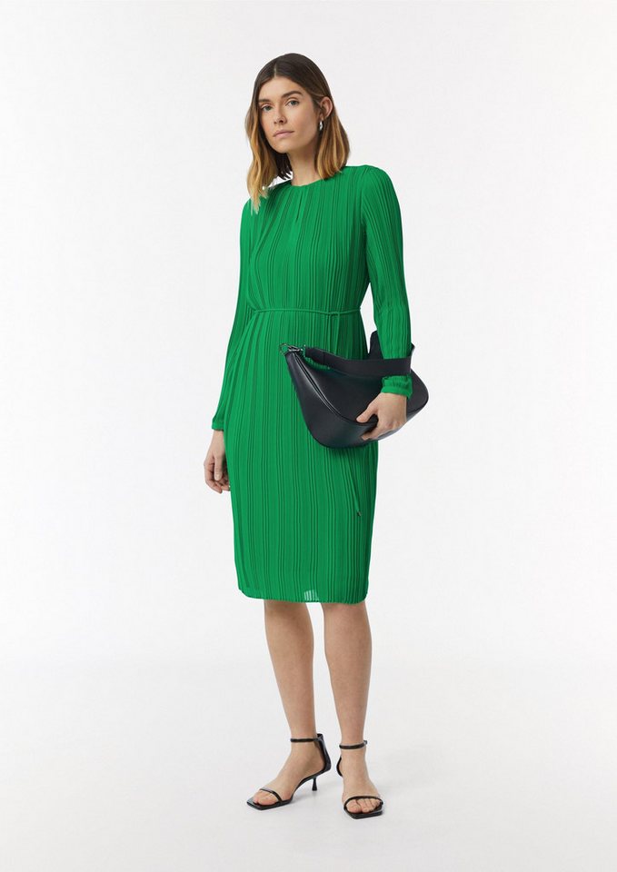 comma Midikleid Kleid Plissiertes Midikleid mit Bindedetail – Bild 5 von 5