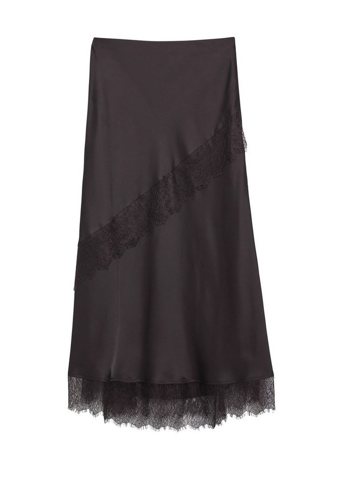 comma Midirock Rock Langer Satin-Rock mit Spitzeneinsatz – Bild 2 von 5
