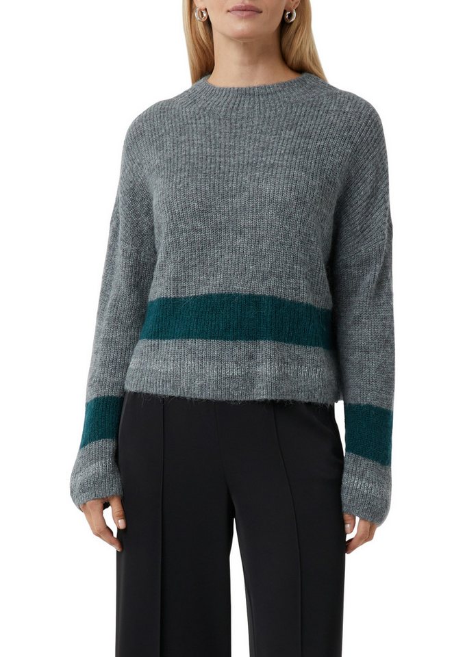 comma Strickpullover Unifarben mit Längstreifen – Bild 2 von 5