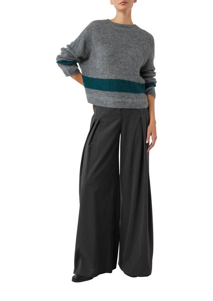 comma Strickpullover Unifarben mit Längstreifen – Bild 4 von 5