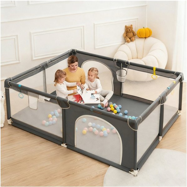 Comomy Laufgitter Kinder Absperrgitter Spielgitter Krabbelgitter (1-tlg), mit Bunten Kugeln 180x150cm
