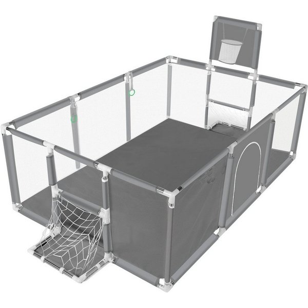 Comomy Laufstall, Baby Schutzgitter mit Basketball und Fußball-Netz 181x122x64cm