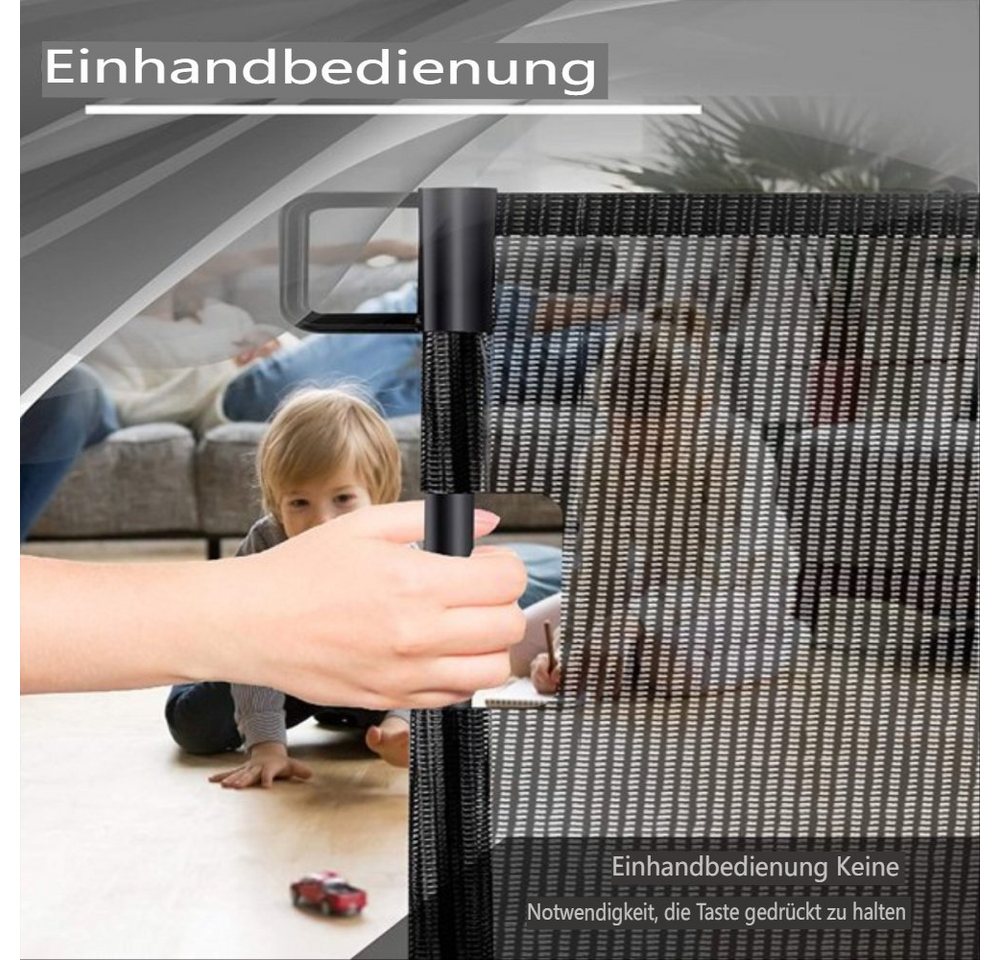 Comomy Türschutzgitter (Türschutzgitter Ausziehbar, Absperrgitter Schutzgitter), Baby Treppenschutzgitter 0-180°, Einziehbar 140/180cm – Bild 2 von 5