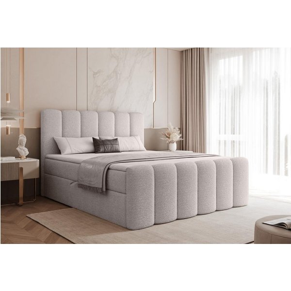 Compleo Boxbett BUBBLE, Wolkenbett, Bequem, Bonell, Topper, Doppelbett gepolstertes Kopfteil mit Bettkasten