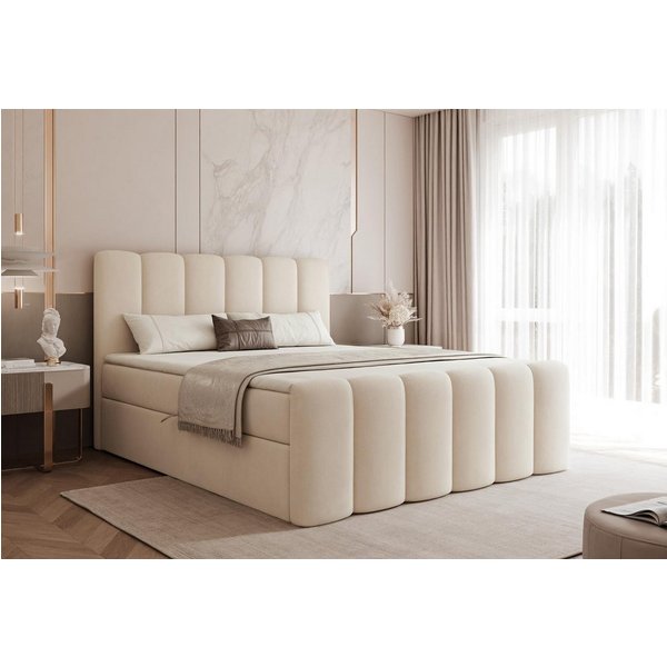 Compleo Boxbett BUBBLE, Wolkenbett, Bequem, Bonell, Topper, Doppelbett gepolstertes Kopfteil mit Bettkasten