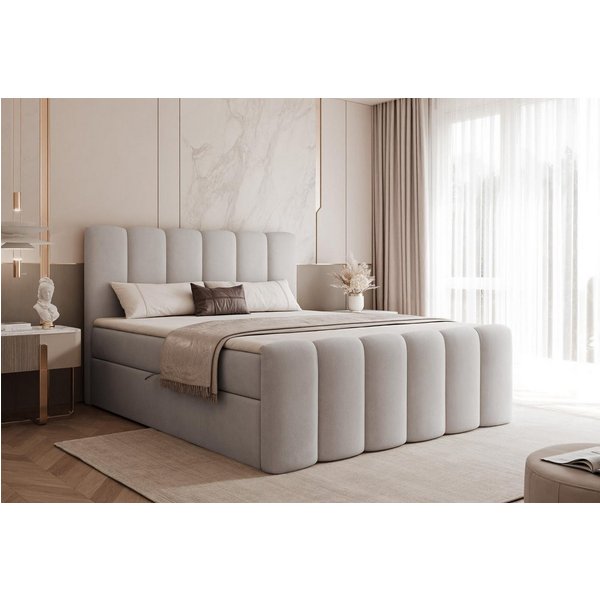 Compleo Boxbett BUBBLE, Wolkenbett, Bequem, Bonell, Topper, Doppelbett gepolstertes Kopfteil mit Bettkasten