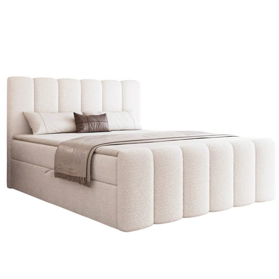 Compleo Boxbett BUBBLE, Wolkenbett, Bequem, Bonell, Topper, Doppelbett gepolstertes Kopfteil mit Bettkasten – Bild 2 von 5