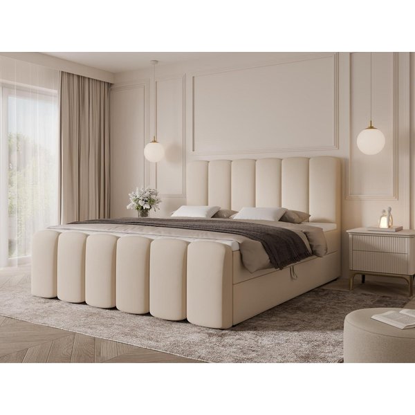 Compleo Boxbett Wolkenbett, Bequem H3 CAOBA, Doppelbett gepolstertes Kopfteil mit Bettkasten