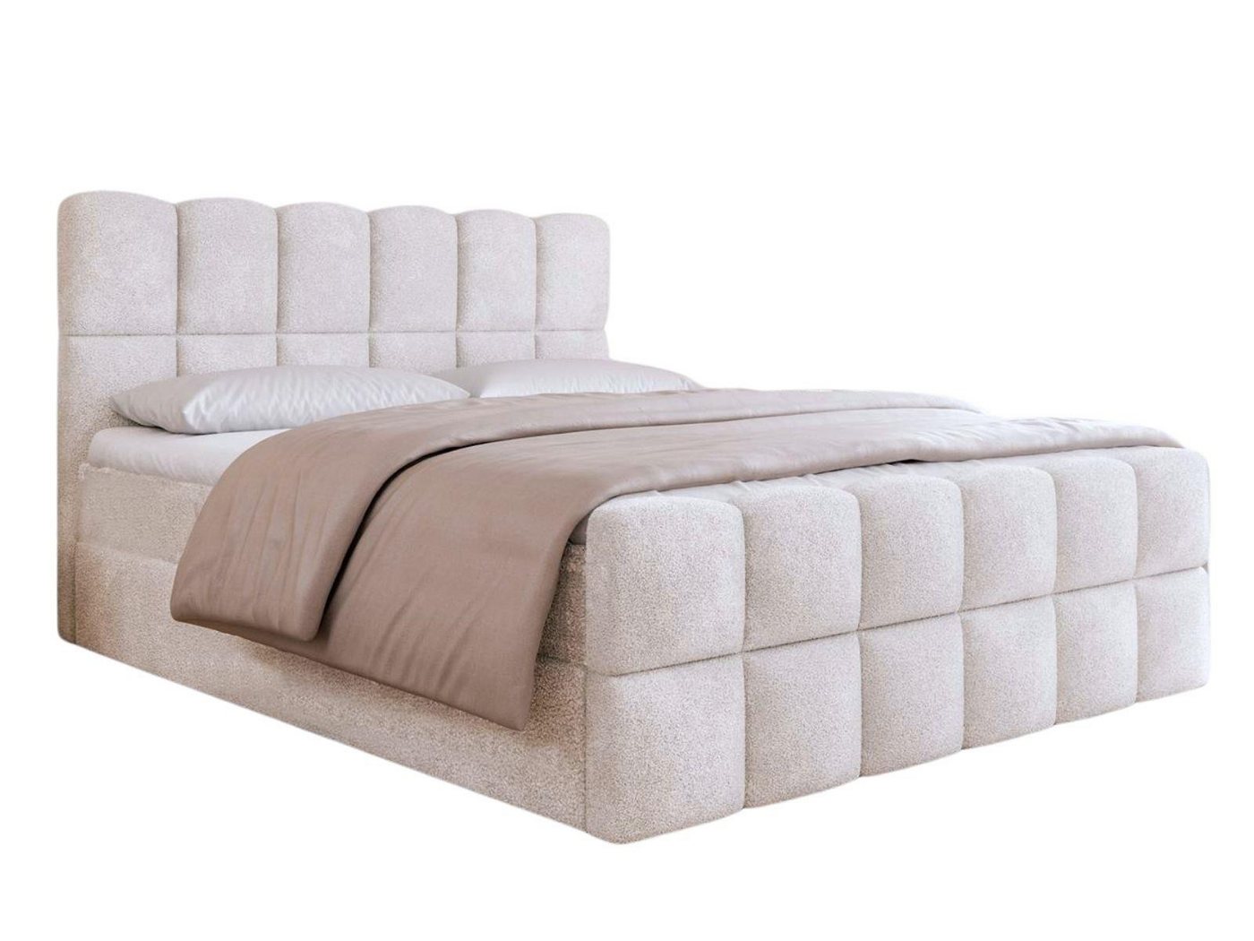 Compleo Boxspringbett Wolkenbett mit zwei Bettkästen, Bezug: Bouclé, Designer Bett – Bild 3 von 5