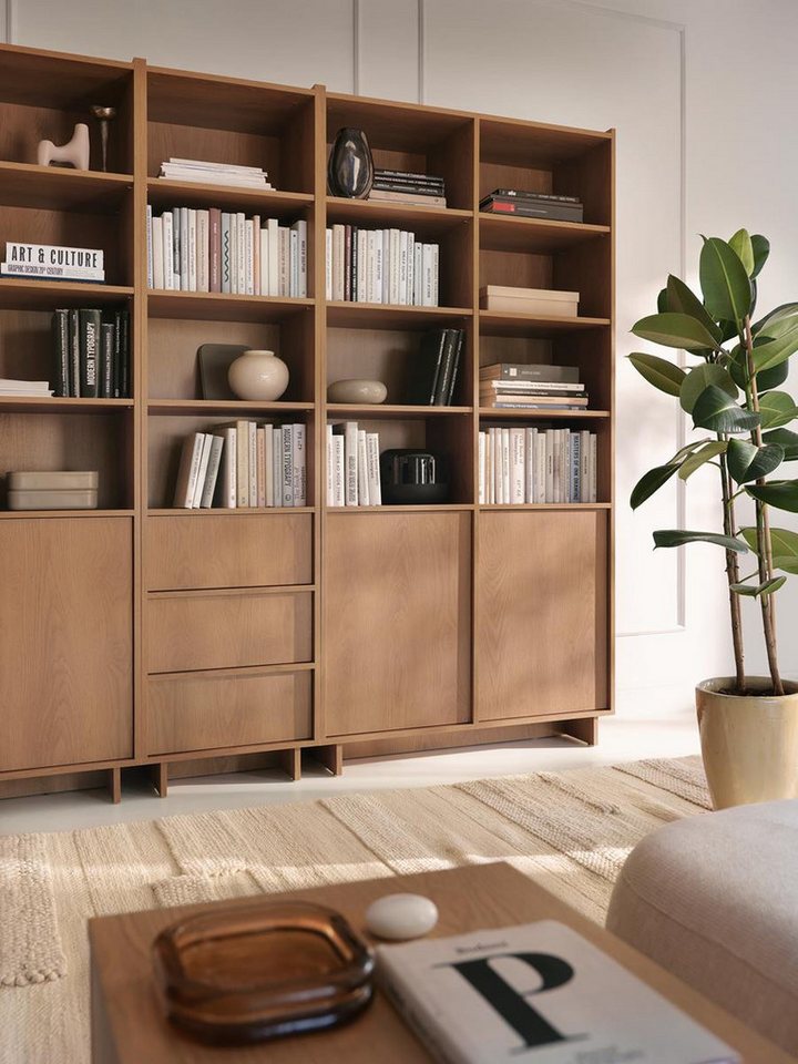 Compleo Bücherregal Set 2x+1 Regale, 4 Türen und 3 Schubladen KELLOS, MADE IN EU, Arbeitszimmer Stil Japandi – Bild 3 von 5