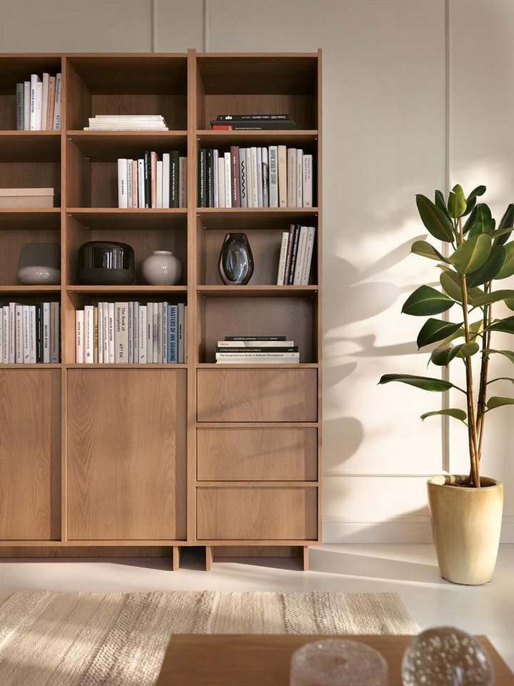 Compleo Bücherregal Set 2x+1 Regale, 4 Türen und 3 Schubladen KELLOS, MADE IN EU, Arbeitszimmer Stil Japandi – Bild 4 von 5