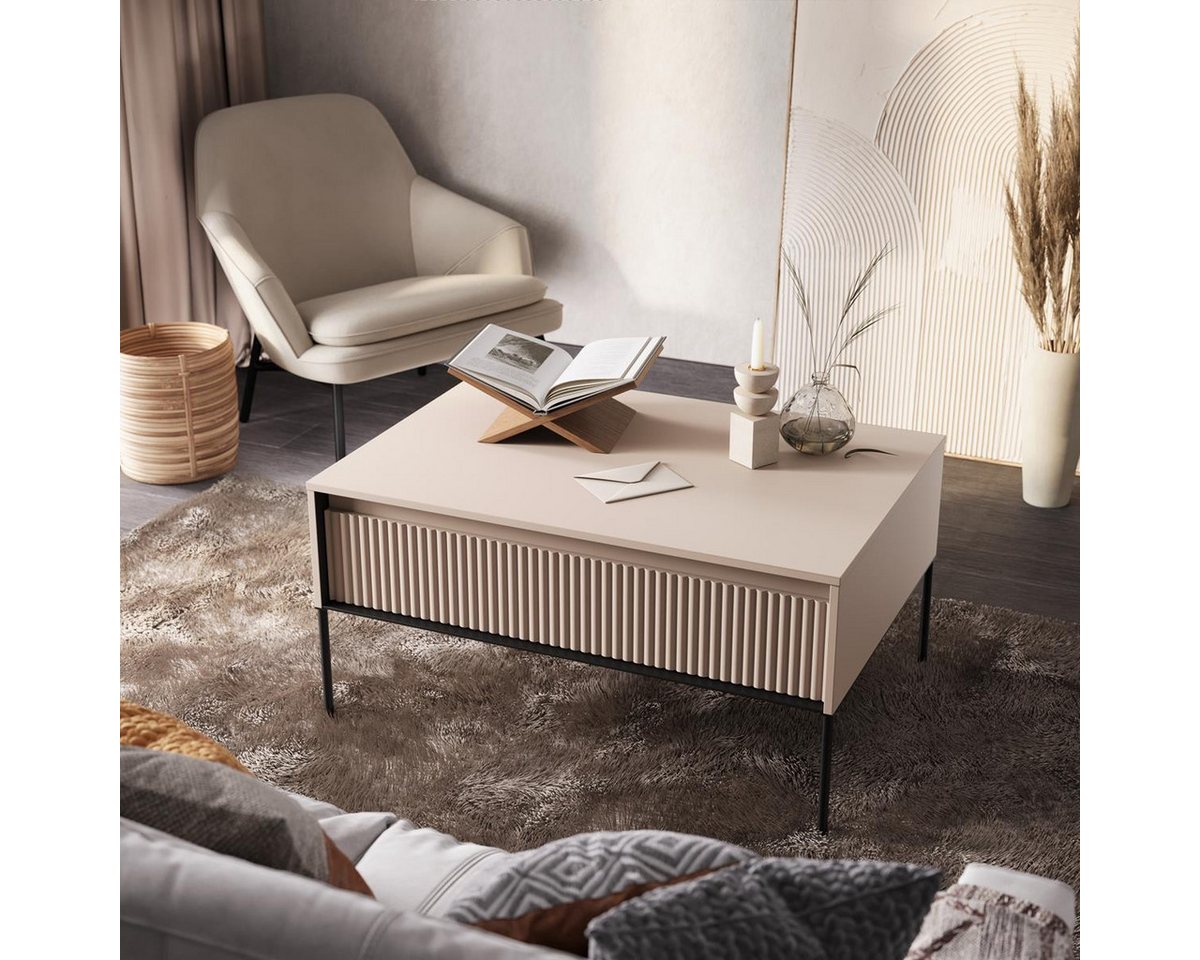 Compleo Couchtisch FLORE mit 1 Schubladen, Modern Kaffeetisch für Wohnzimmer 100x70x50 cm – Bild 2 von 5