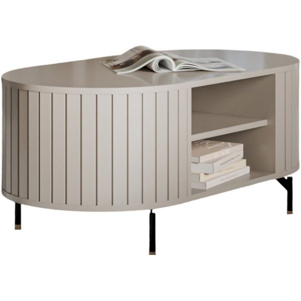 Compleo Couchtisch mit Ablagefach, Tee Tisch, Glamour design, Lamellen optik MODERNO