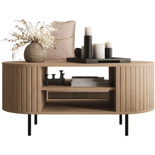Compleo Couchtisch mit Regalen, Kaffeetisch, ZANTO Eiche cremona oder Beige