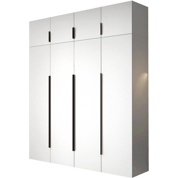 Compleo Drehtürenschrank STELLS mit vier Drehtüren, Kleiderstange, Metallgriffe