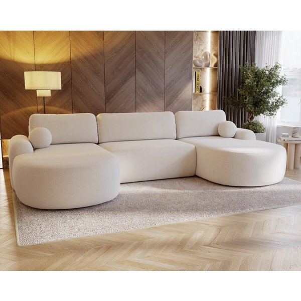 Compleo Ecksofa Design U-Form Ecksofa Bouclé, luxuriöses, runde Formen OLIO, Modern Wohnzimmer, komfortables Couch