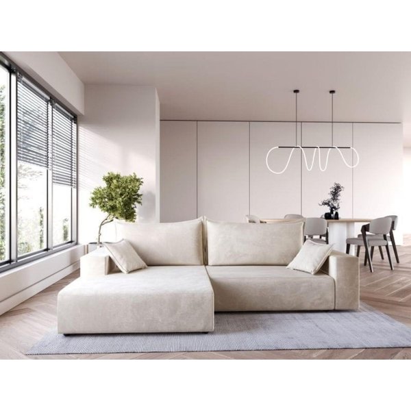 Compleo Ecksofa modern design, 240 cm breit, Modern Couch L mit Schlaffunktion, Schlafcouch Ausziehbar