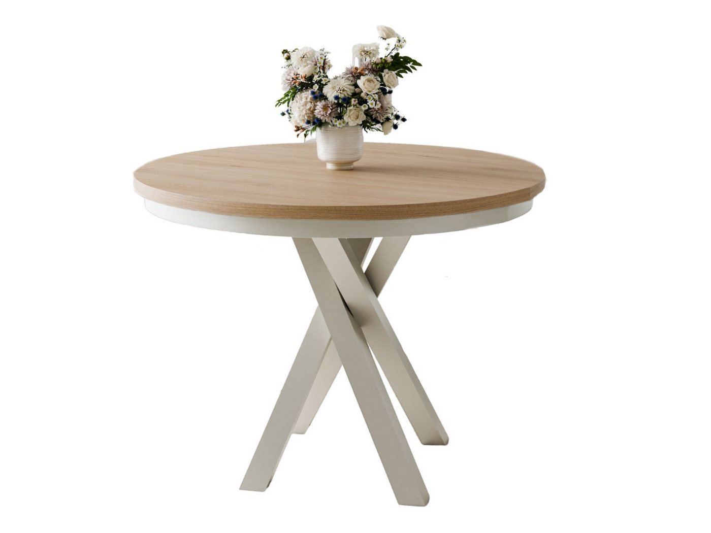 Compleo Esstisch Esszimmer, Modern, Japandi, Industrial - Küchentisch - Runder LOFTO, Esszimmertisch, Kaschmir – Bild 2 von 4
