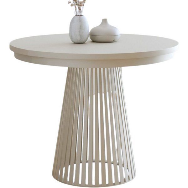 Compleo Esstisch rund Ausziehbar Ø: 120 cm oder Ø: 100 cm, Modern Esstisch mit Lamellen, DAST