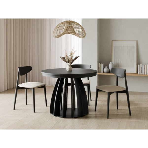 Compleo Esstisch Runder Tisch, ausziehbar 100-180 cm SABO, Kaschmir (MADE IN EU)