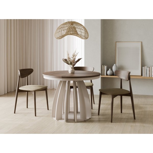 Compleo Esstisch Runder Tisch, ausziehbar 100-180 cm SABO, Kaschmir (MADE IN EU)