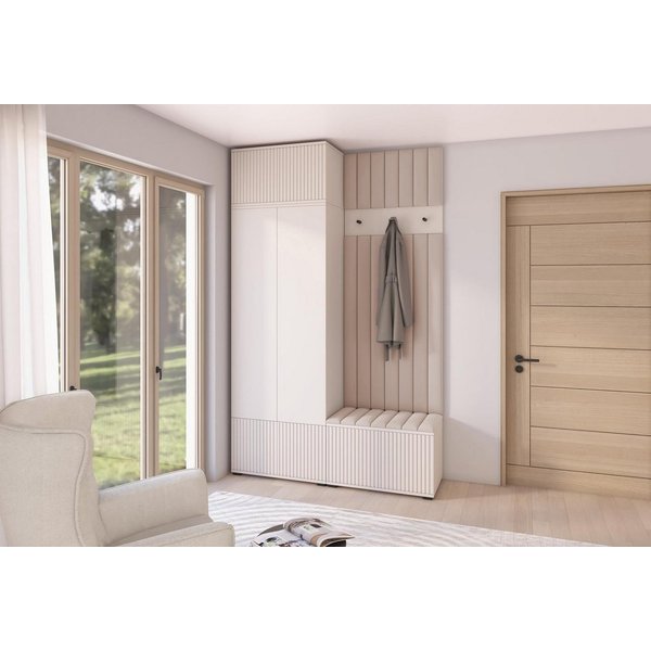 Compleo Garderoben-Set 140 cm breit, Elegant Garderobenschrank mit Lamellen